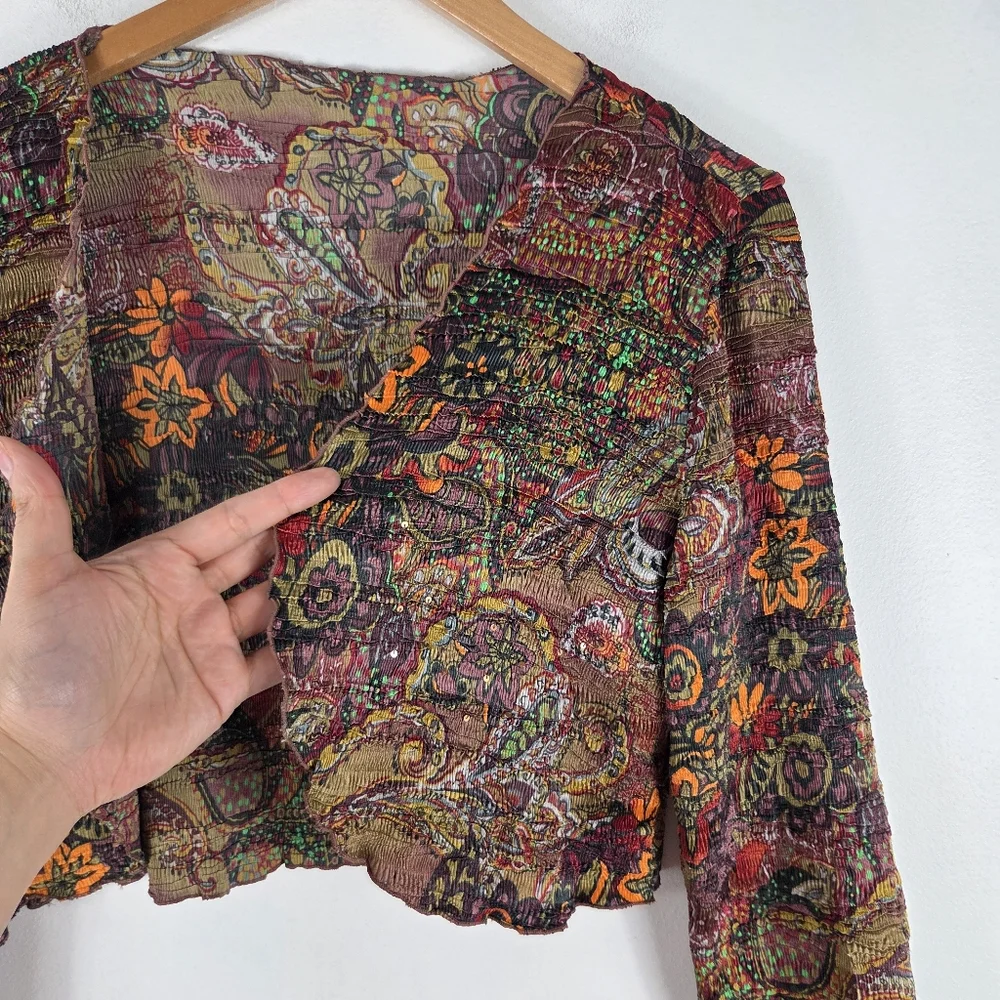 Alberto Mikali Vintage 90s Shirred Crinkle Textured Tank Cardigan Matching Set